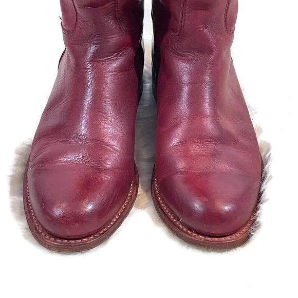 Frye Cherry Red Leather Riding Boots - Picture 4 of 13